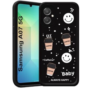 SNP- Back Case Cover Compatible for Samsung Galaxy A07 5G | Cute Fun Cartoon 3D Ball | Coffee Silicone Case | Camera Protection | Body Protection | Shock Proof | Color BLACK