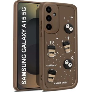 SNP- Coffee Case for Samsung Galaxy A15 5G | Cute 3D Cartoon Ball Design | Soft Silicone Back Cover for Samsung Galaxy A15 5G | Full Body & Camera Protection | BROWN