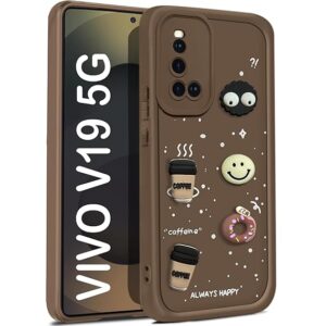 SNP-  Back Case Cover Compatible for Vivo V19 | Cute Fun Cartoon 3D Ball | Coffee Silicone Case | Camera Protection | Body Protection | Shock Proof | Color BROWN
