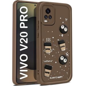 SNP- Back Case Cover Compatible for Vivo V20 Pro 5G | Cute Fun Cartoon 3D Ball | Coffee Silicone Case | Camera Protection | Body Protection | Shock Proof | Color Brown