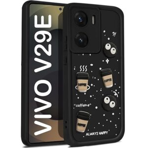 SNP- Back Case Cover for Vivo V29E 5G Cover | Cute Fun Cartoon 3D Ball | Coffee Silicone Case | Full Body Protection | Camera Protection Back Cover for Vivo V29E 5G (BLACK)