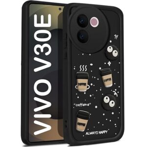 SNP- Coffee Case for Vivo V30e | Cute 3D Cartoon Ball Design | Soft Silicone Back Cover for Vivo V30e | Full Body & Camera Protection | BLACK