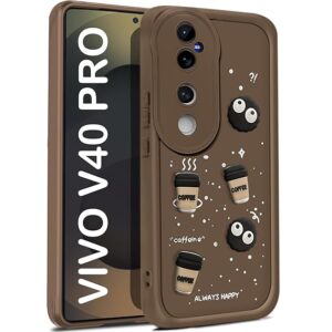 SNP- Back Case Cover Compatible for Vivo V40 / V40 Pro / T3 Ultra 5G | Cute Fun Cartoon 3D Ball | Coffee Silicone Case | Camera Protection | Body Protection | Shock Proof | Color BROWN