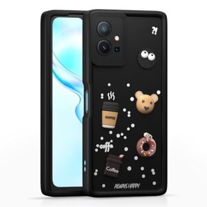 SNP-  Back Cover for Vivo T1 5G / Vivo Y75 5G / IQOO Z6 5G | Cute Fun Cartoon 3D Bear Silicone Full Body Protection Bumper Case (BLACK)