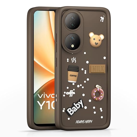 SNP- Coffee Case for Vivo Y100 5G / Vivo T2 5G | Cute 3D Cartoon Ball Design | Soft Silicone Back Cover for Vivo Y100 5G / Vivo T2 5G | Full Body & Camera Protection | BROWN