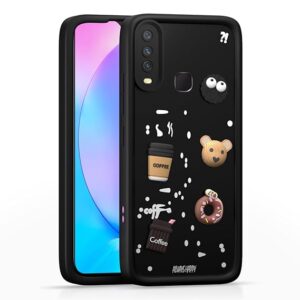SNP- Taddy Cartoon 3D Smiley Coffee | Milk Case | Full Camera Protection Back Cover Compatible for Vivo 1904 / Y12 / Y15 / Y17 / U10 - BLACK