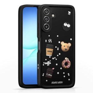 SNP-  Back Cover for Samsung Galaxy A17 5G | Cute Fun 3D Cartoon, Coffee Design Silicone Case | Full Body Protection Bumper Case for Samsung Galaxy A17 5G (BLACK)