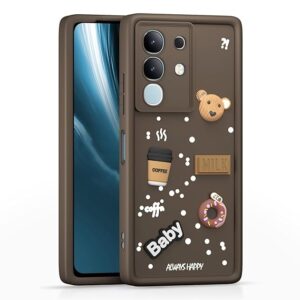 SNP- Coffee Case for iQOO Z10x 5G / Vivo T4x 5G | Cute 3D Cartoon Ball Design | Soft Silicone Back Cover for iQOO Z10x 5G / Vivo T4x 5G | Full Body & Camera Protection | Brown