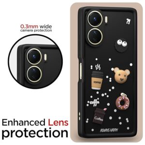 SNP- Coffee Case for Vivo Y16 | Cute 3D Cartoon Ball Design | Soft Silicone Back Cover for Vivo Y16 | Full Body & Camera Protection | BLACK