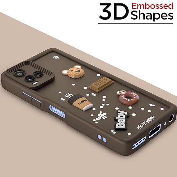 SNP- Back Case Cover Compatible for Vivo Y33S / Y21 2021 | Cute Fun Cartoon 3D Ball | Coffee Silicone Case | Camera Protection | Body Protection | Shock Proof | Color Brown - Image 2