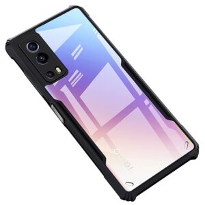 SNP- Backcover for iQOO Z3 (5G) | Camera Protection Shockproof Bumper-Edge | Acrylic Crystal Clear 360 Degree Protection TPU+PC | Transparent Eagle Back Case Cover (Black)
