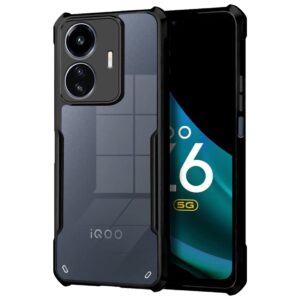 SNP- Backcover for iQOO Z6 Lite (5G) | Camera Protection Shockproof Bumper-Edge | Acrylic Crystal Clear 360 Degree Protection TPU+PC | Transparent Eagle Back Case Cover (Black)