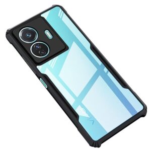 SNP- Backcover for iQOO Z6 Pro/Vivo T1 Pro (5G) | Camera Protection Shockproof Bumper-Edge | Acrylic Crystal Clear 360 Degree Protection TPU+PC | Transparent Eagle Back Case Cover (Black)