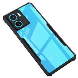 SNP- Backcover for iQOO Z7 / iQOO Z7s (5G) | Camera Protection Shockproof Bumper-Edge | Acrylic Crystal Clear 360 Degree Protection TPU+PC | Transparent Eagle Back Case Cover (Black)