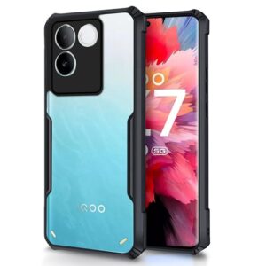 SNP- Backcover for iQOO Z7 Pro/Vivo T2 Pro (5G) | Camera Protection Shockproof Bumper-Edge | Acrylic Crystal Clear 360 Degree Protection TPU+PC | Transparent Eagle Back Case Cover (Black)