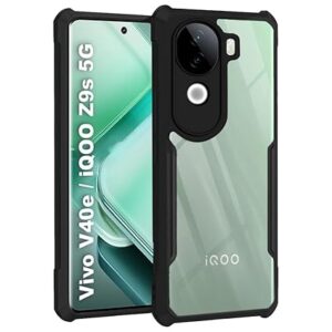 SNP- Backcover for iQOO Z9s (5G) / Vivo V40e (5G) | Camera Protection Shockproof Bumper-Edge | Acrylic Crystal Clear 360 Degree Protection TPU+PC | Transparent Eagle Back Case Cover (Black)