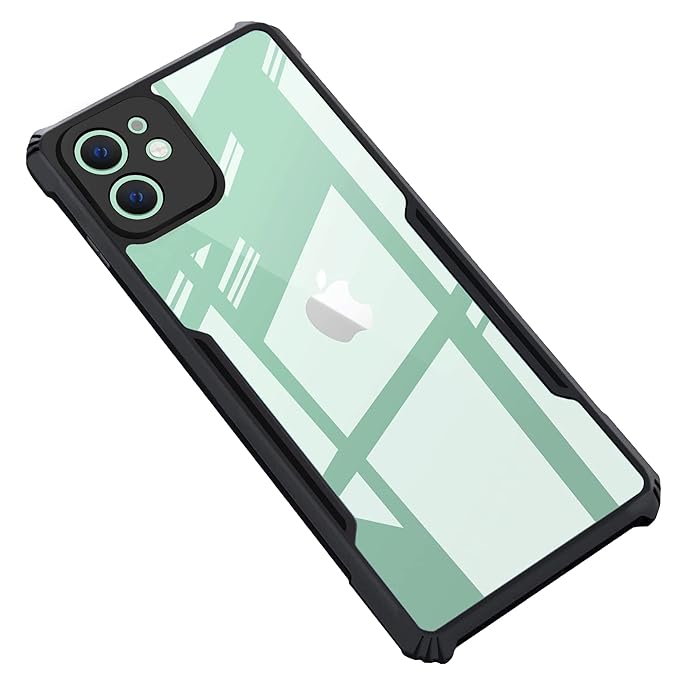 SNP- Backcover for iPhone 11 (4G) | Camera Protection Shockproof Bumper-Edge | Acrylic Crystal Clear 360 Degree Protection TPU+PC | Transparent Eagle Back Case Cover (Black)