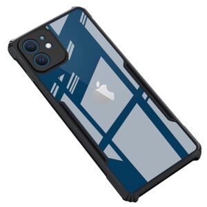 SNP- Clear Hybrid Armor Back Cover Case for iPhone 12 / iPhone 12 Pro (Clear-Black Bumper and Transparent PC)