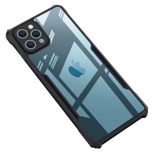SNP- Clear Hybrid Armor Back Cover Case for iPhone 12 / iPhone 12 Pro (Clear-Black Bumper and Transparent PC)