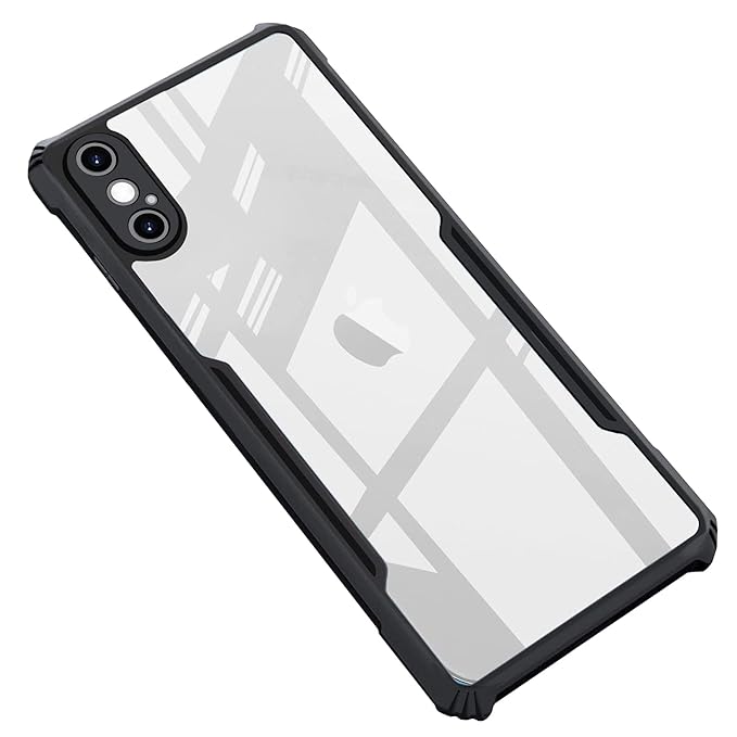 SNP- Backcover for iPhone X/XS (4G) | Camera Protection Shockproof Bumper-Edge | Acrylic Crystal Clear 360 Degree Protection TPU+PC | Transparent Eagle Back Case Cover (Black)