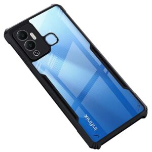SNP- Shockproof Crystal Clear Infinix Hot 10 Play Back Cover Case | 360 Degree Protection | Protective Design | Transparent Back Cover Case for Infinix Hot 10 Play (Black Bumper)
