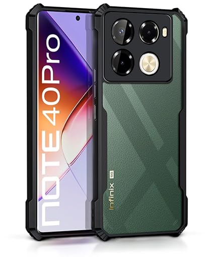 SNP- Shockproof Crystal Clear Back Cover Case for Infinix Note 40 Pro/Note 40 Pro Plus 5G - (PC & TPU, Black Bumper Cover) | 360 Degree Camera Protection | Transparent Hybrid Eagle Back Case Cover