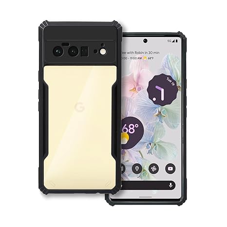SNP- Shock Proof Clear Protective Back Case for Google Pixel 6 Pro 5G - AirEDGE Technology | 360 Degree Camera Protection | Transparent Hybrid Back Case Mobile Cover - Black