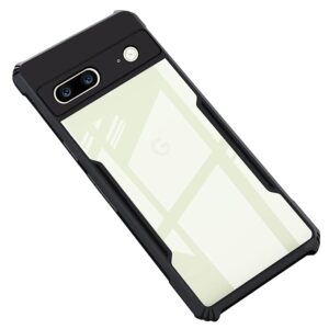 SNP- Crystal Clear Transparent Back Case Cover Compatible with Google Pixel 7 5G | Minimalist PC+TPU 360 Protection Tough Rugged Design - Black