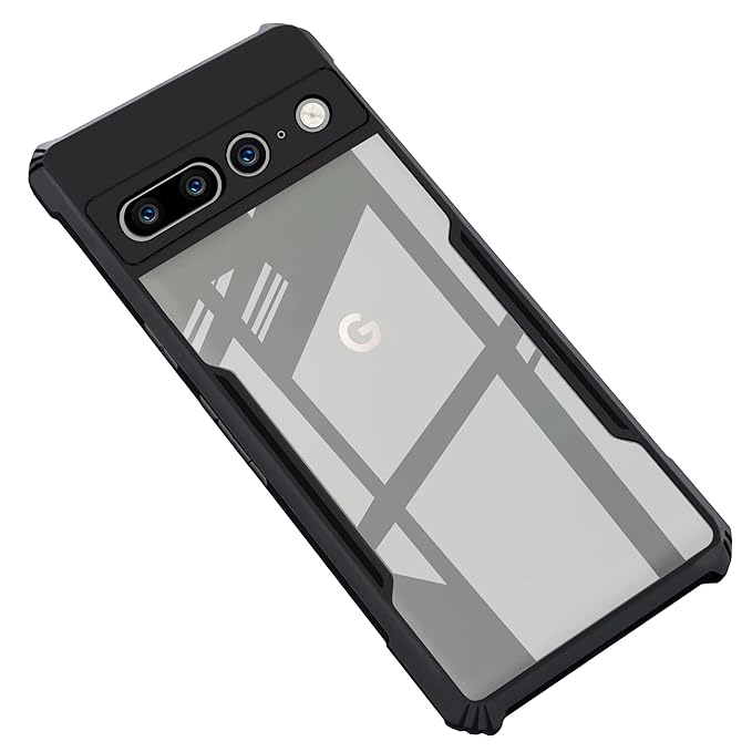 SNP- Crystal Clear Back Cover Case for Google Pixel 7 Pro | 360 Degree Protection | Protective Design | Transparent Case Cover for Google Pixel 7 Pro (PC & TPU, Black Bumper)