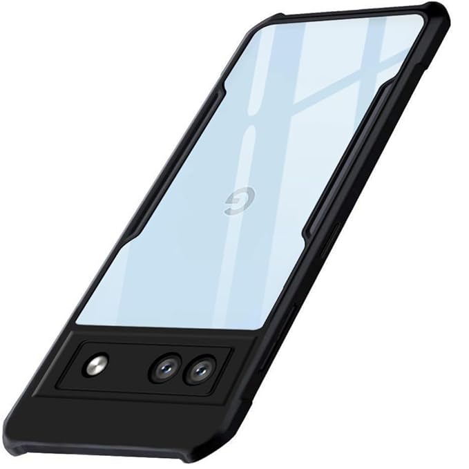 SNP- Shock Proof Clear Protective Back Case for Google Pixel 7A - AirEDGE Technology | 360 Degree Camera Protection | Transparent Hybrid Back Case Mobile Cover - Black