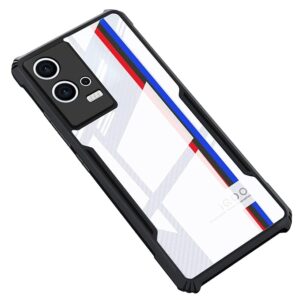 SNP-  Crystal Clear Back Cover Case for iQOO 9 5G | 360 Degree Protection | Protective Design | Transparent Back Cover Case for iQOO 9 5G (PC, TPU | Black Bumper)