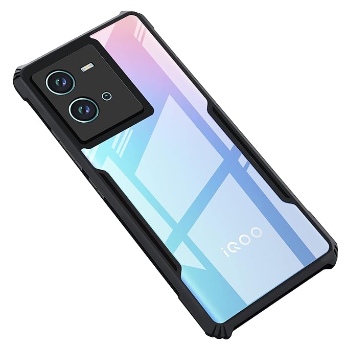 SNP- Backcover for iQOO Neo 6 (5G) | Camera Protection Shockproof Bumper-Edge | Acrylic Crystal Clear 360 Degree Protection TPU+PC | Transparent Eagle Back Case Cover (Black)