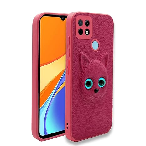 SNP- Redmi 10A / Redmi 9 / 9C / 9 Activ/Poco C31 Back Cover for Girls | Cute Cat Leather Finish | Soft TPU | Case for Mi Redmi 10A / Redmi 9 / 9C / 9 Activ/Poco C31 (Pink)