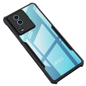 SNP- Backcover for iQOO Neo 7 / Neo 7 Pro (5G) | Camera Protection Shockproof Bumper-Edge | Acrylic Crystal Clear 360 Degree Protection TPU+PC | Transparent Eagle Back Case Cover (Black)