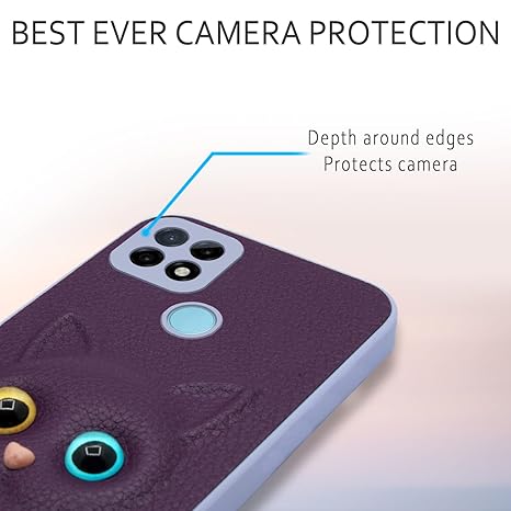 SNP- Redmi 10A / Redmi 9 / 9C / 9 Activ/Poco C31 Back Cover for Girls | Cute Cat Leather Finish | Soft TPU | Case for Mi Redmi 10A / Redmi 9 / 9C / 9 Activ/Poco C31 (PURPLE) - Image 5