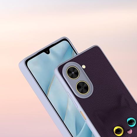 SNP-Back Cover for Poco C71 / Redmi A5 | Cute Cat Leather Finish | Soft TPU | Bumper Case for Girls (PURPLE) - Image 5