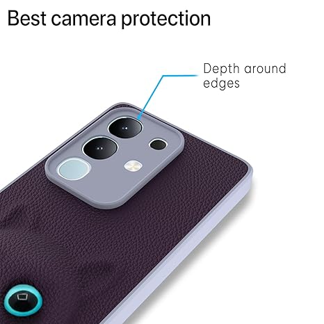 Back Cover for Vivo T4x 5G / iQoo Z10x 5G / Vivo Y31 Pro 5G | Cute Cat Leather Finish | Soft TPU | Bumper Case for Girls (PURPLE) - Image 5