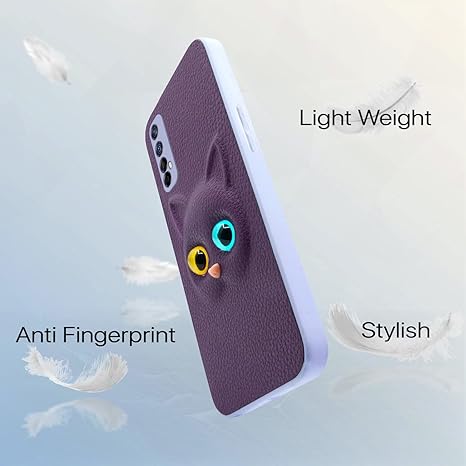 SNP- Realme 7 / Narzo 30 4G / Narzo 20 Pro Back Cover for Girls | Cute Cat Leather Finish | Soft TPU Case (PURPLE) - Image 5