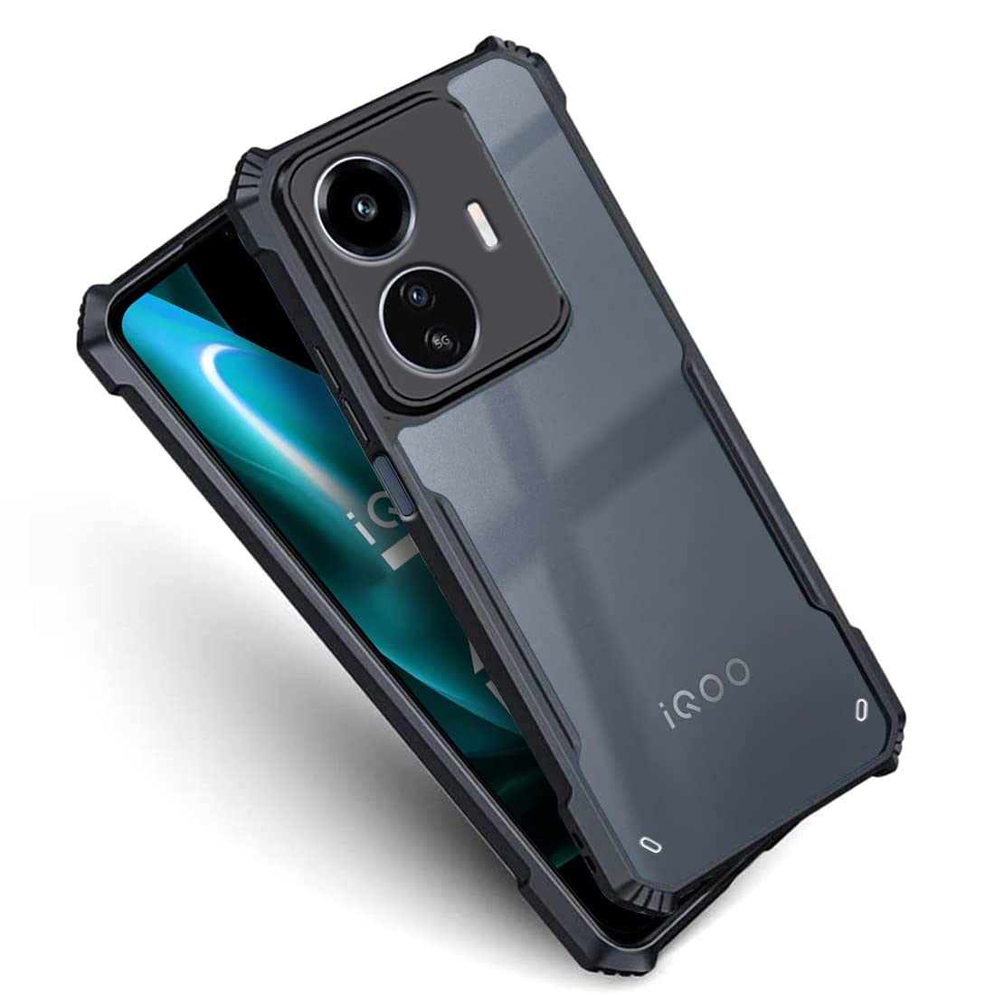 SNP- Backcover for iQOO Z6 Lite (5G) | Camera Protection Shockproof Bumper-Edge | Acrylic Crystal Clear 360 Degree Protection TPU+PC | Transparent Eagle Back Case Cover (Black) - Image 2
