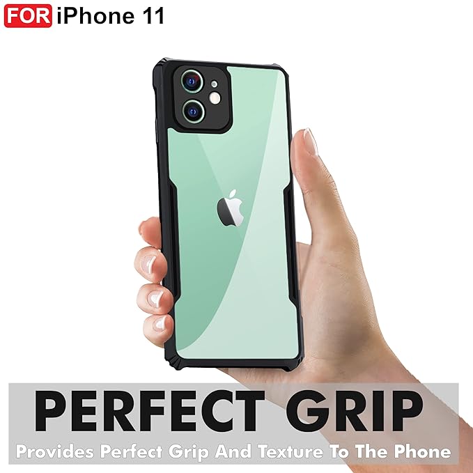 SNP- Backcover for iPhone 11 (4G) | Camera Protection Shockproof Bumper-Edge | Acrylic Crystal Clear 360 Degree Protection TPU+PC | Transparent Eagle Back Case Cover (Black) - Image 2