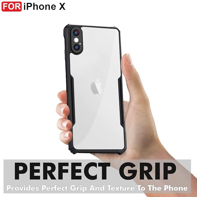 SNP- Backcover for iPhone X/XS (4G) | Camera Protection Shockproof Bumper-Edge | Acrylic Crystal Clear 360 Degree Protection TPU+PC | Transparent Eagle Back Case Cover (Black) - Image 2
