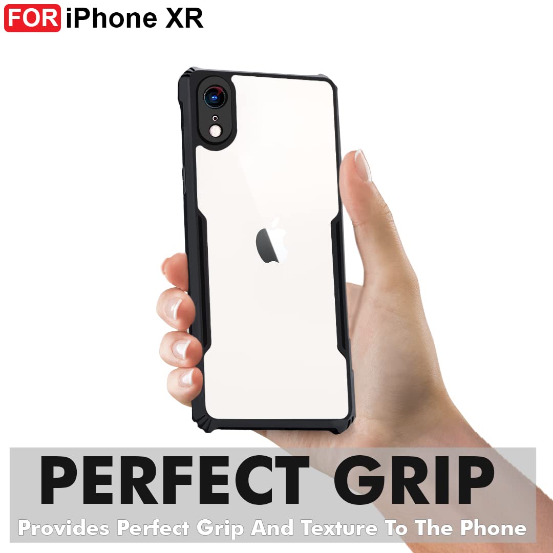 SNP- Backcover for iPhone XR (4G) | Camera Protection Shockproof Bumper-Edge | Acrylic Crystal Clear 360 Degree Protection TPU+PC | Transparent Eagle Back Case Cover (Black) - Image 2