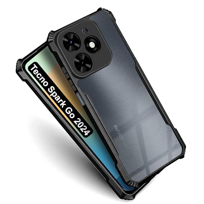 SNP- Crystal Clear Back Cover Case for Tecno Spark Go 2024 | Total Camera Protection | Shockproof Design | Transparent Back (PC & TPU) Tecno Spark Go 2024 (Black Bumper) - Image 2