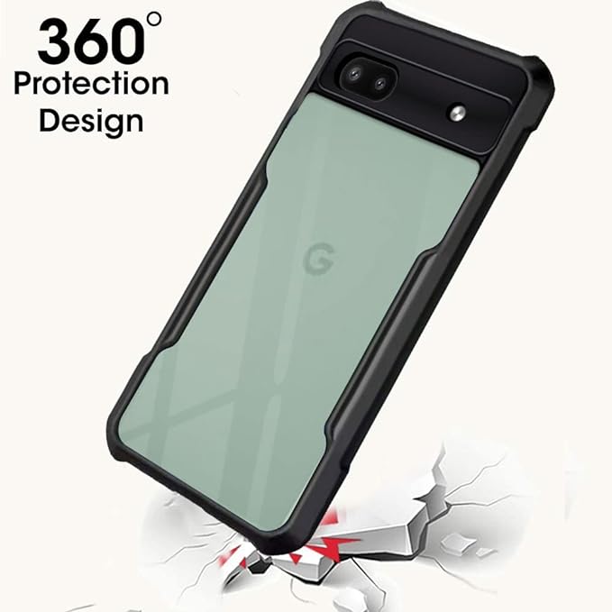 SNP- Crystal Clear Back Cover Case for Google Pixel 6A | 360 Degree Protection | Protective Design | Transparent Case Cover for Google Pixel 6A (PC & TPU, Black Bumper) - Image 2