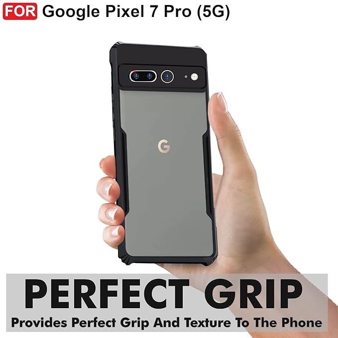 SNP- Crystal Clear Back Cover Case for Google Pixel 7 Pro | 360 Degree Protection | Protective Design | Transparent Case Cover for Google Pixel 7 Pro (PC & TPU, Black Bumper) - Image 2