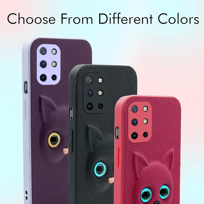 SNP-Oneplus 8T Back Cover for Girls | Cute Cat Leather Finish | Soft TPU | Case for Oneplus 8T (Pink) - Image 2