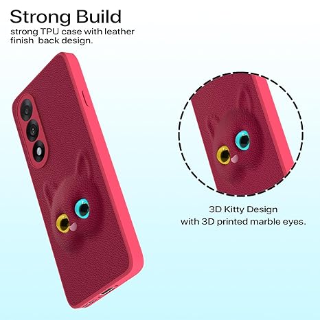 SNP- Back Cover for Oneplus Nord 5 5G | Cute Cat Leather Finish for Girls | Soft TPU | Bumper Case (Pink) - Image 2