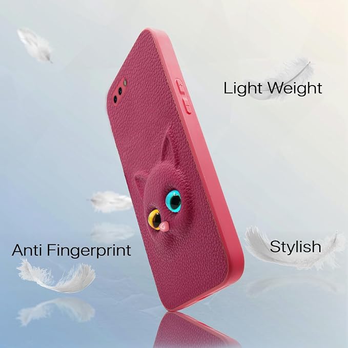 SNP- Oppo A3s / Realme C1 Back Cover for Girls | Cute Cat Leather Finish | Soft TPU | Case for Oppo A3s / Realme C1 (Pink) - Image 2