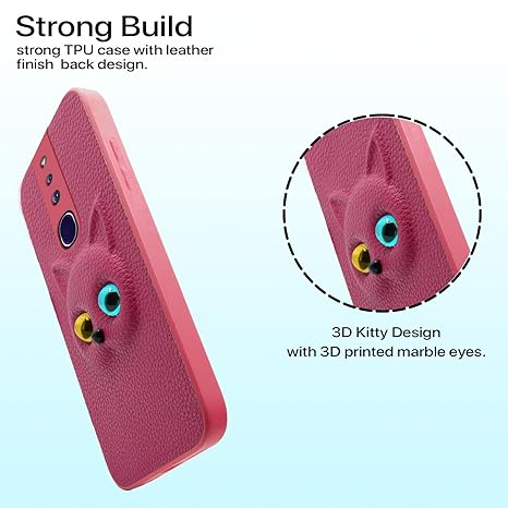 SNP- Oppo F11 Pro Back Cover for Girls | Cute Cat Leather Finish | Soft TPU | Case for Oppo F11 Pro (PINK) - Image 2