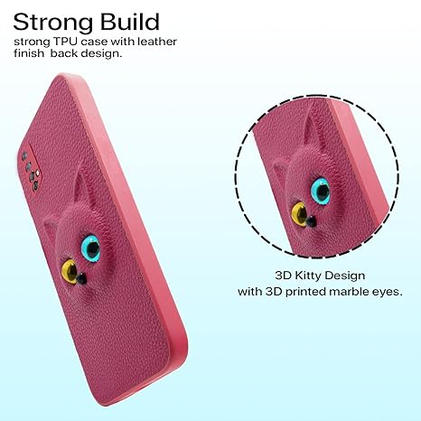 SNP- Realme 7 / Narzo 30 4G / Narzo 20 Pro Back Cover for Girls | Cute Cat Leather Finish | Soft TPU Case (Pink) - Image 2
